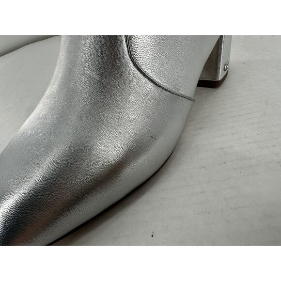 Coach Ankle Noah Bootie Sz 9.5 Silver Metallic Leather Almond Toe Amputee Left - Picture 6 of 15